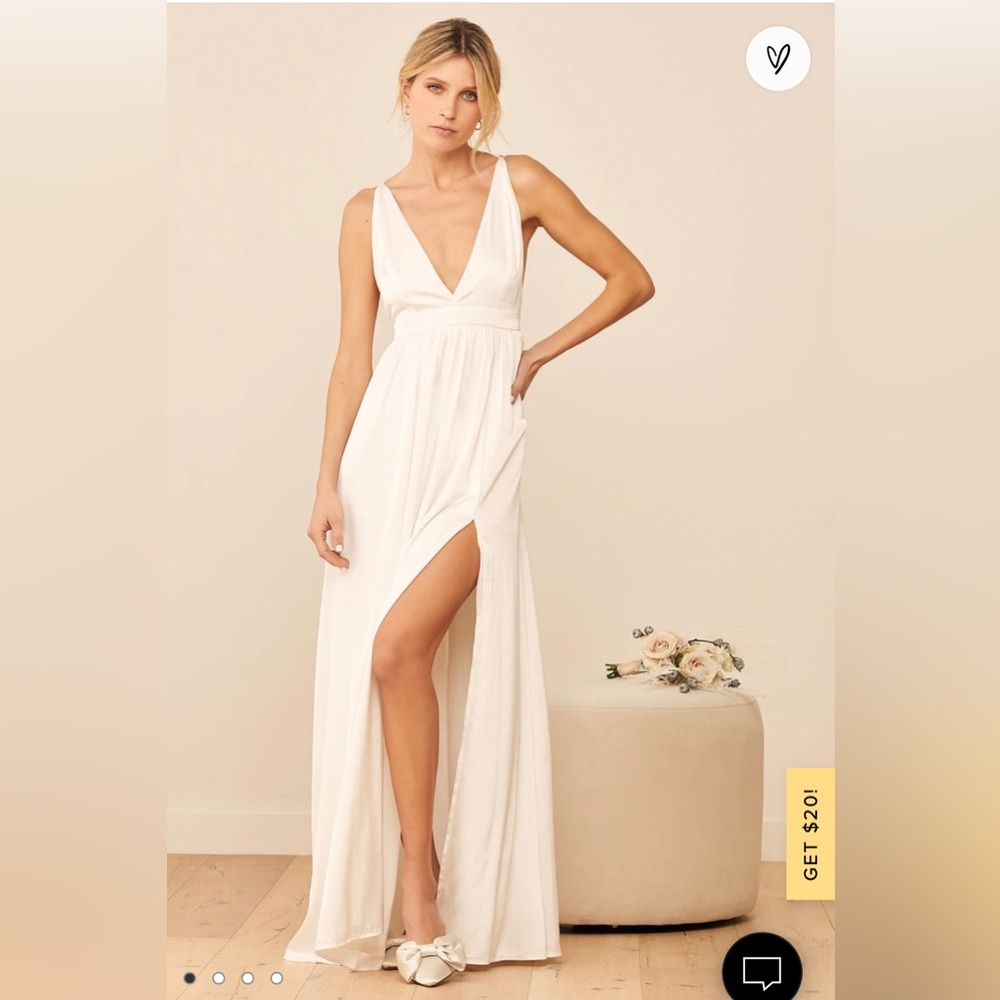 New with tags Lulu This is Real Love White Satin Maxi Dress